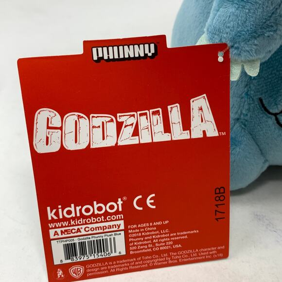 Kidrobot Godzilla Phunny Plush Blue Stuffed Animal Collectible Toy NWT - Picture 5 of 5